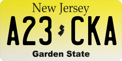 NJ license plate A23CKA