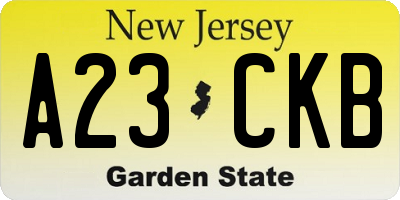 NJ license plate A23CKB