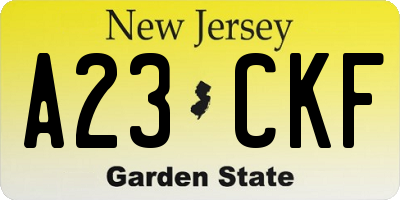 NJ license plate A23CKF