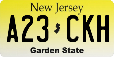 NJ license plate A23CKH