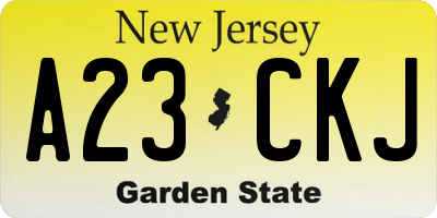 NJ license plate A23CKJ