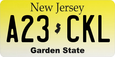 NJ license plate A23CKL