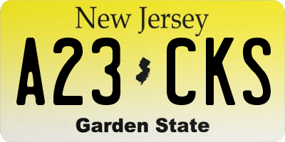 NJ license plate A23CKS