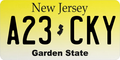 NJ license plate A23CKY