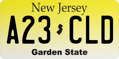 NJ license plate A23CLD