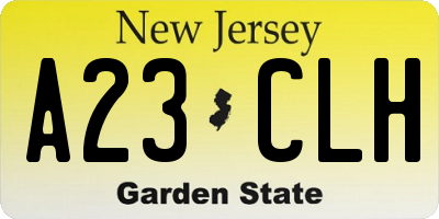 NJ license plate A23CLH