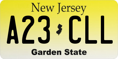 NJ license plate A23CLL