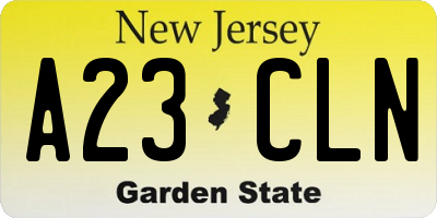 NJ license plate A23CLN