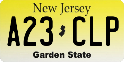 NJ license plate A23CLP