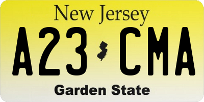NJ license plate A23CMA