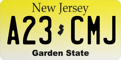 NJ license plate A23CMJ