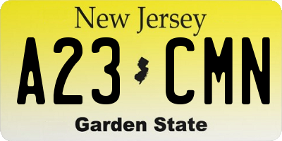 NJ license plate A23CMN
