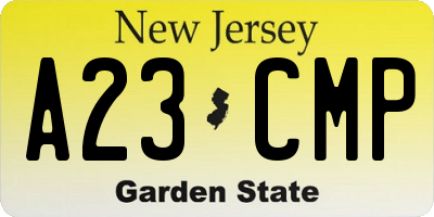 NJ license plate A23CMP