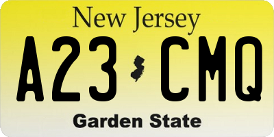 NJ license plate A23CMQ