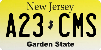 NJ license plate A23CMS