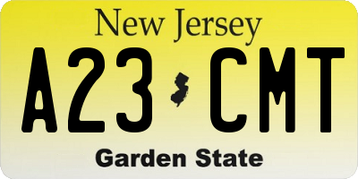 NJ license plate A23CMT