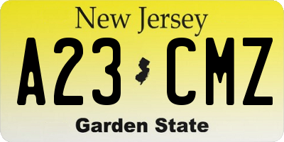 NJ license plate A23CMZ