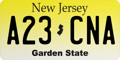 NJ license plate A23CNA