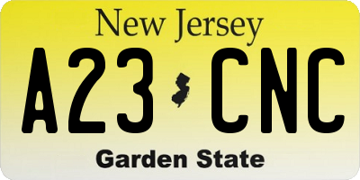 NJ license plate A23CNC