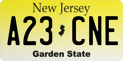 NJ license plate A23CNE
