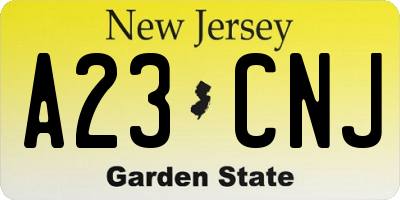 NJ license plate A23CNJ