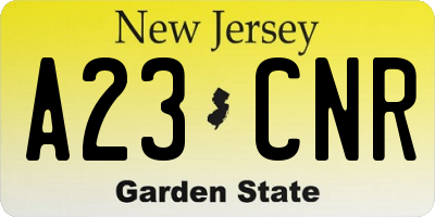 NJ license plate A23CNR