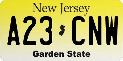 NJ license plate A23CNW