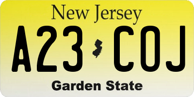 NJ license plate A23COJ