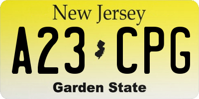 NJ license plate A23CPG