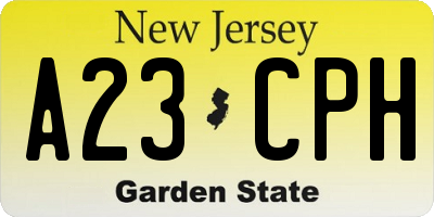 NJ license plate A23CPH