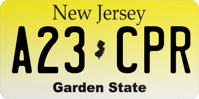 NJ license plate A23CPR