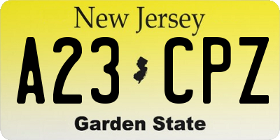 NJ license plate A23CPZ