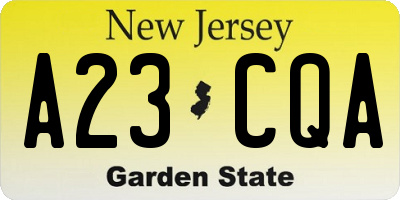 NJ license plate A23CQA
