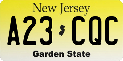 NJ license plate A23CQC