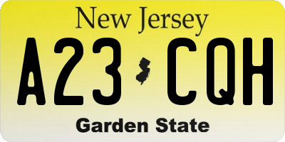 NJ license plate A23CQH