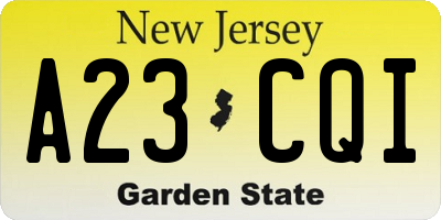 NJ license plate A23CQI