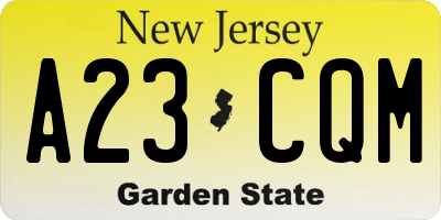 NJ license plate A23CQM