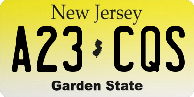NJ license plate A23CQS