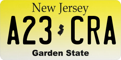 NJ license plate A23CRA