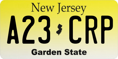 NJ license plate A23CRP