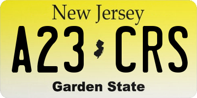 NJ license plate A23CRS