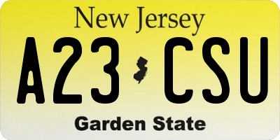 NJ license plate A23CSU