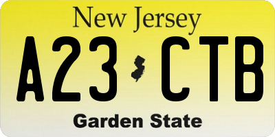 NJ license plate A23CTB