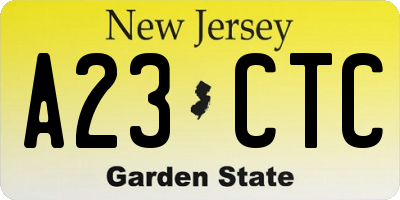 NJ license plate A23CTC
