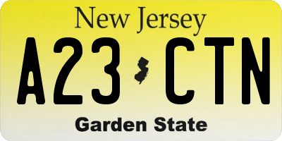 NJ license plate A23CTN