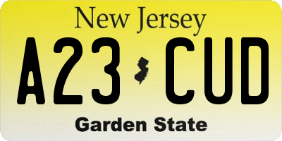 NJ license plate A23CUD