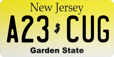 NJ license plate A23CUG