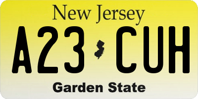 NJ license plate A23CUH