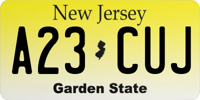 NJ license plate A23CUJ