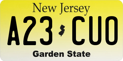 NJ license plate A23CUO